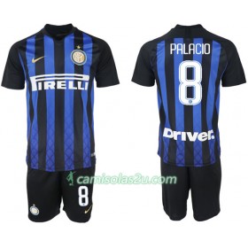 Camisolas de Futebol Inter de Milão PALACIO 8 Criança Equipamento Principal 2018/19 Manga Curta
